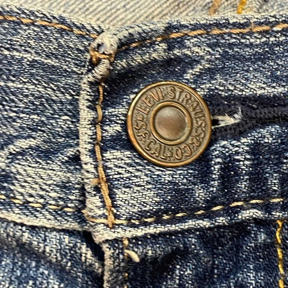 Levis 527 Bootcut Jeans 36 Mens Blue Grunge Distressed Frayed Hem Slim Fit Denim